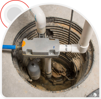 a close up of the interior a sump pump in the basement floor